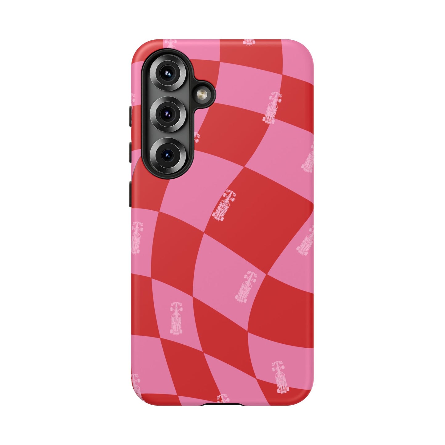 F1 Phone Case Pink and Red Checkerboard Design, Trendy F1 Gift, Girly Formula 1 Gift, Cute F1 Phone Case, Unique Formula One Phone Case
