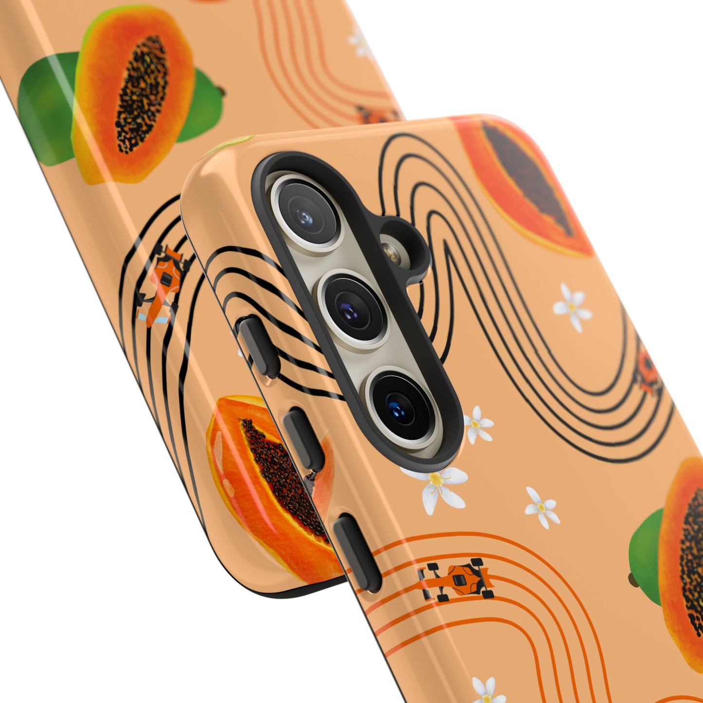 Orange F1 McLaren and Papaya Phone Case, Trendy F1 Gift, Formula 1 Gift, Cute Fruit F1 Phone Case, Unique Phone Case