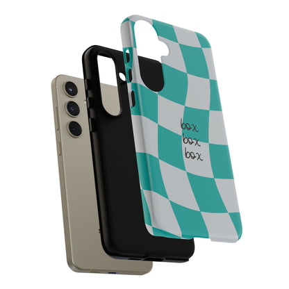 Mercedes Teal and Grey Checkered F1 Phone Case, Box Box Box F1 Phone Case