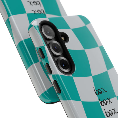 Mercedes Teal and Grey Checkered F1 Phone Case, Box Box Box F1 Phone Case