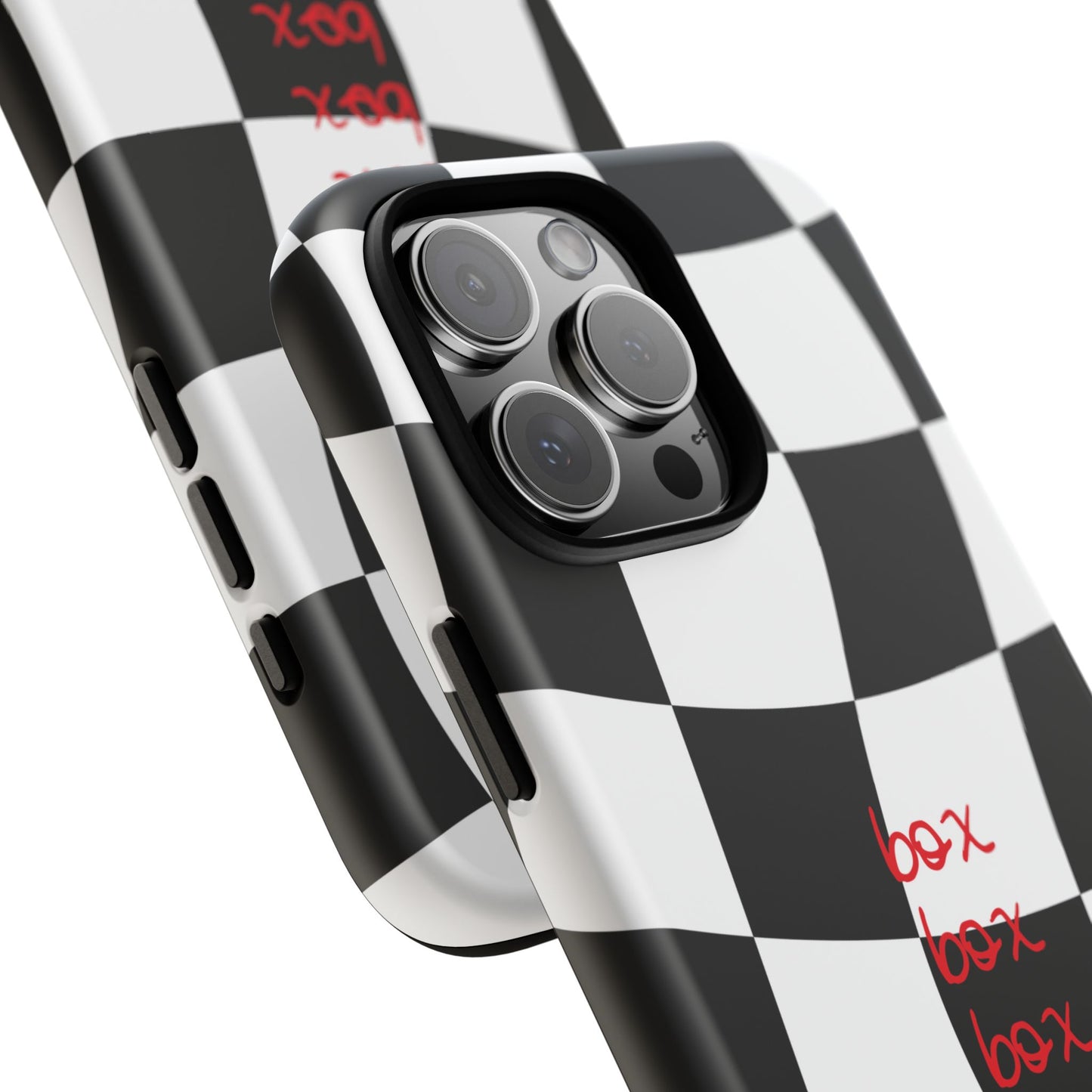 Black and Red Checkered F1 Phone Case, Box Box Box F1 Phone Case
