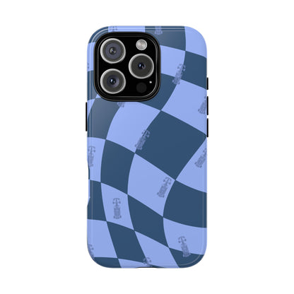 F1 Phone Case Blue Checkerboard Design, Trendy F1 Gift, Formula 1 Gift, Cute F1 Phone Case, Unique Formula One Phone Case