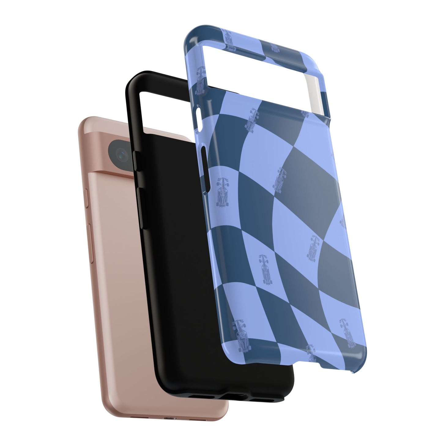 F1 Phone Case Blue Checkerboard Design, Trendy F1 Gift, Formula 1 Gift, Cute F1 Phone Case, Unique Formula One Phone Case