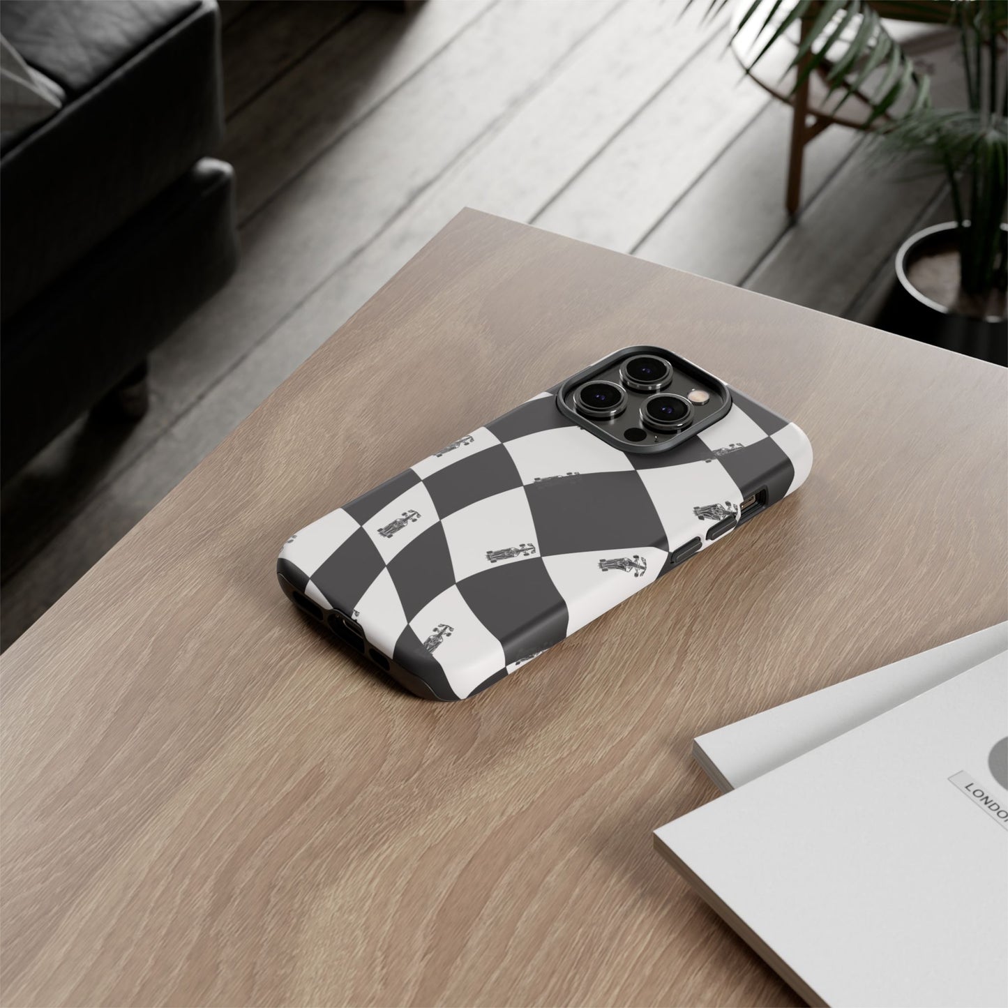 F1 Phone Case Black and White Checkered Design, Trendy F1 Gift, Formula 1 Gift, Cute F1 Phone Case, Unique Formula One Phone Case