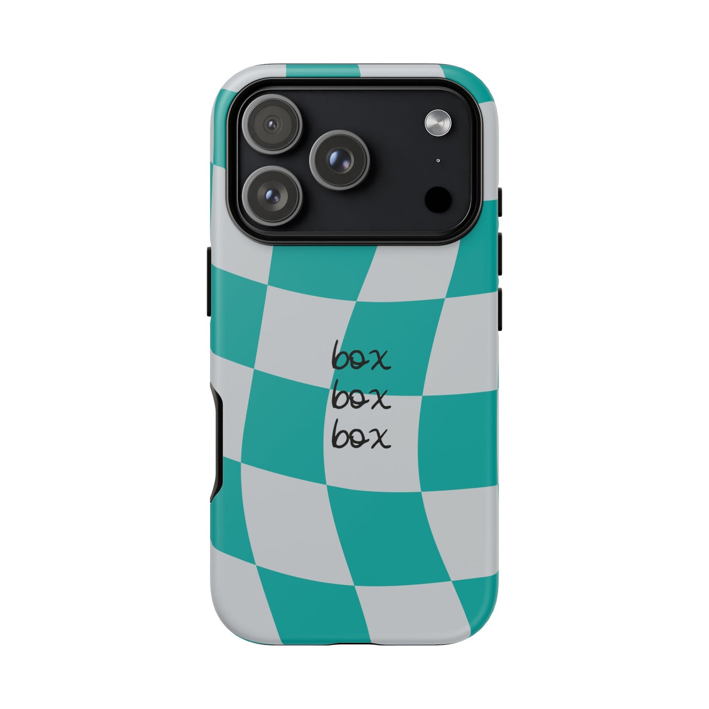 Mercedes Teal and Grey Checkered F1 Phone Case, Box Box Box F1 Phone Case