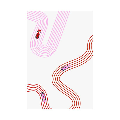 Pink and Red Abstract F1 Matte Vertical Poster | F1 Giclée Art Print (US SIZING)