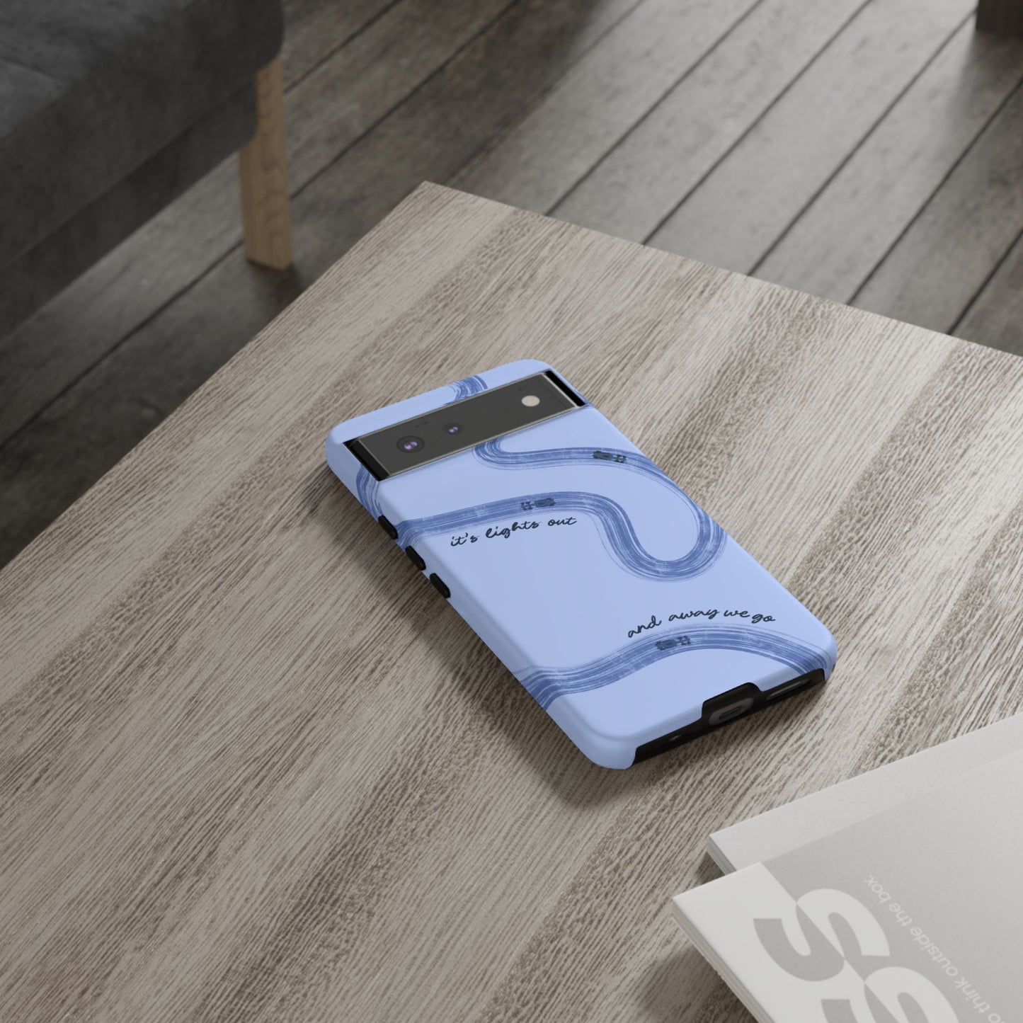 F1 Phone Case Monochrome Blue Painted "its lights out and away we go", Trendy F1 Gift, Formula 1 Gift, Cute F1 Phone Case, Phone Case