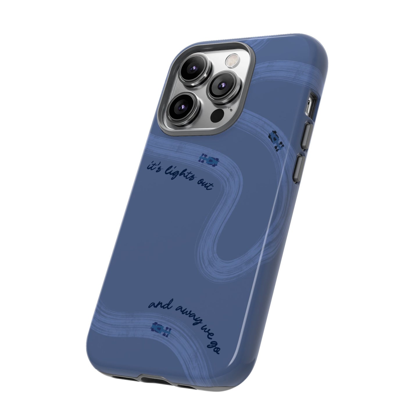 F1 Phone Case Monochrome Dark Blue Painted "its lights out and away we go", Trendy F1 Gift, Formula 1 Gift, Cute F1 Phone Case, Phone Case