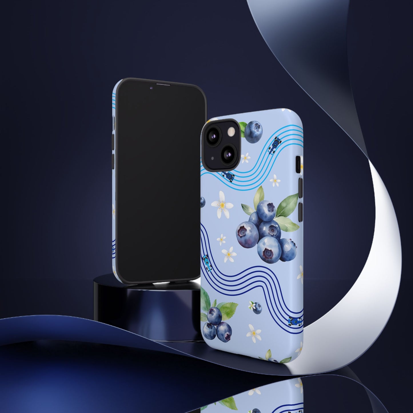 Blue F1 Williams and Blueberries Phone Case, Trendy F1 Gift, Formula 1 Gift, Cute Fruit F1 Phone Case, Unique Phone Case