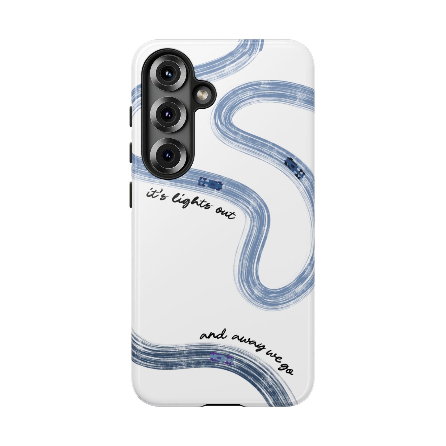 F1 Phone Case Blue Painted "its lights out and away we go", Trendy F1 Gift, Formula 1 Gift, Cute F1 Phone Case, Gift for F1 Fans