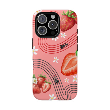 Red F1 Audi and Strawberries Phone Case, Trendy F1 Gift, Formula 1 Gift, Cute Fruit F1 Phone Case, Unique Phone Case