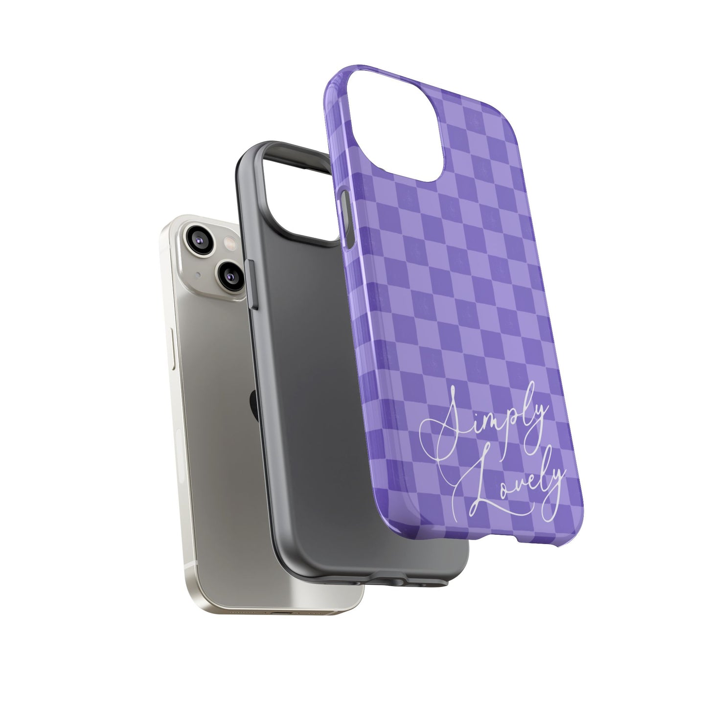 Simply Lovely Purple Checkered F1 Phone Case Design, Trendy F1 Gift, Formula 1 Gift, Cute F1 Phone Case