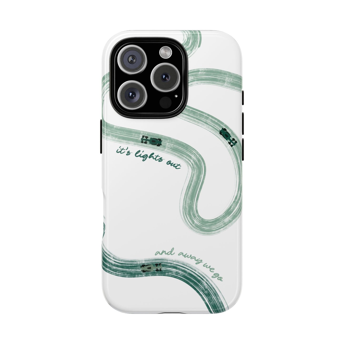 F1 Phone Case Green Painted "its lights out and away we go", Trendy F1 Gift, Formula 1 Gift, Cute F1 Phone Case, Gift for F1 Fans
