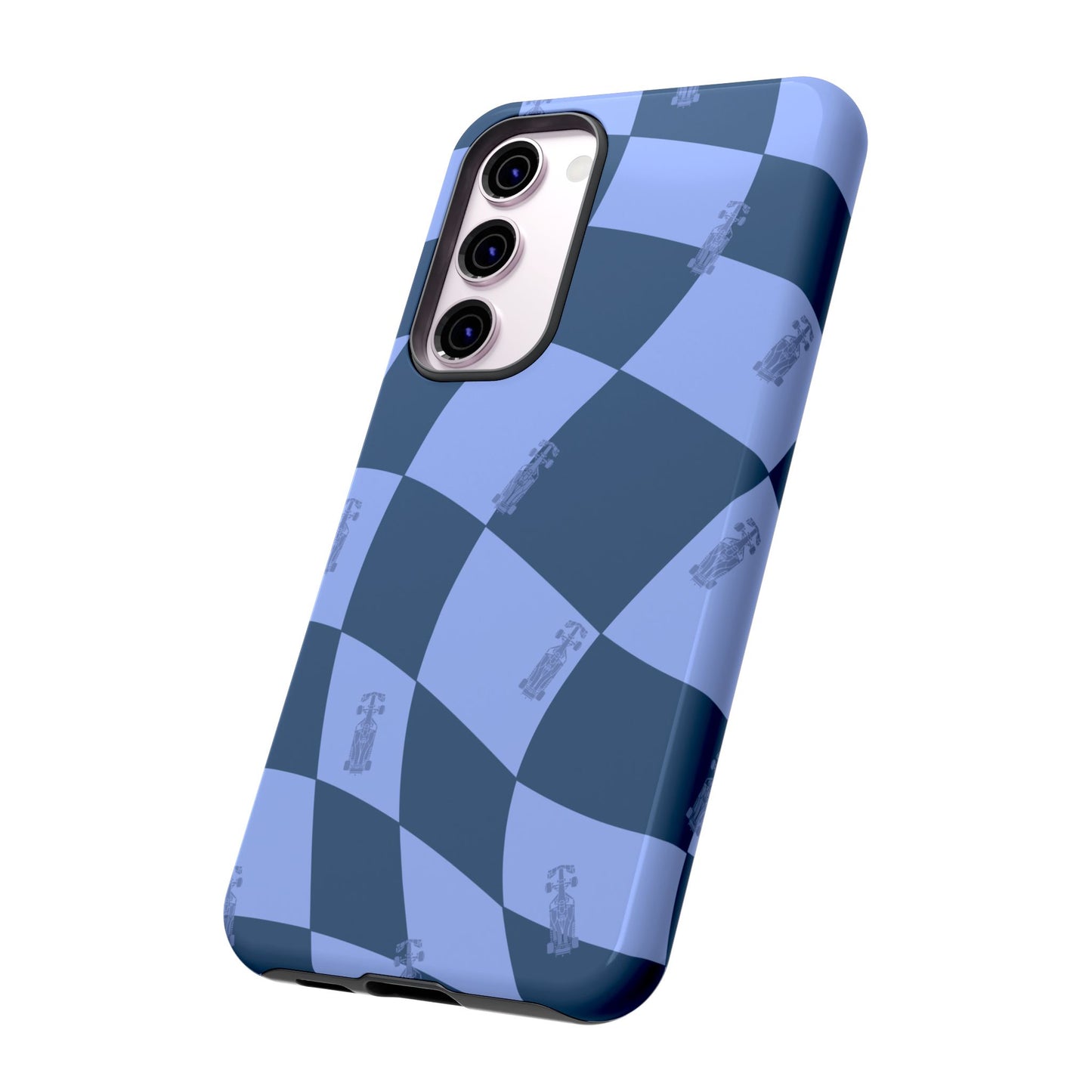 F1 Phone Case Blue Checkerboard Design, Trendy F1 Gift, Formula 1 Gift, Cute F1 Phone Case, Unique Formula One Phone Case