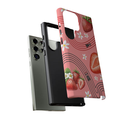 Red F1 Audi and Strawberries Phone Case, Trendy F1 Gift, Formula 1 Gift, Cute Fruit F1 Phone Case, Unique Phone Case