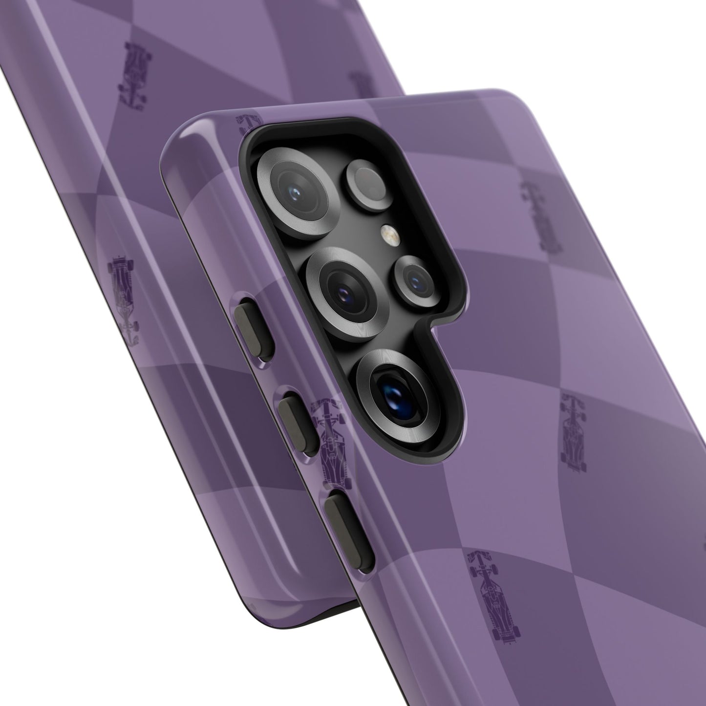 F1 Phone Case Purple Checkered Design, Trendy F1 Gift, Formula 1 Gift, Cute F1 Phone Case, Unique Formula One Phone Case