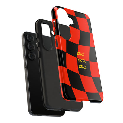 F1 Ferrari Black and Red Checkered Phone Case, Box Box Box F1 Phone Case