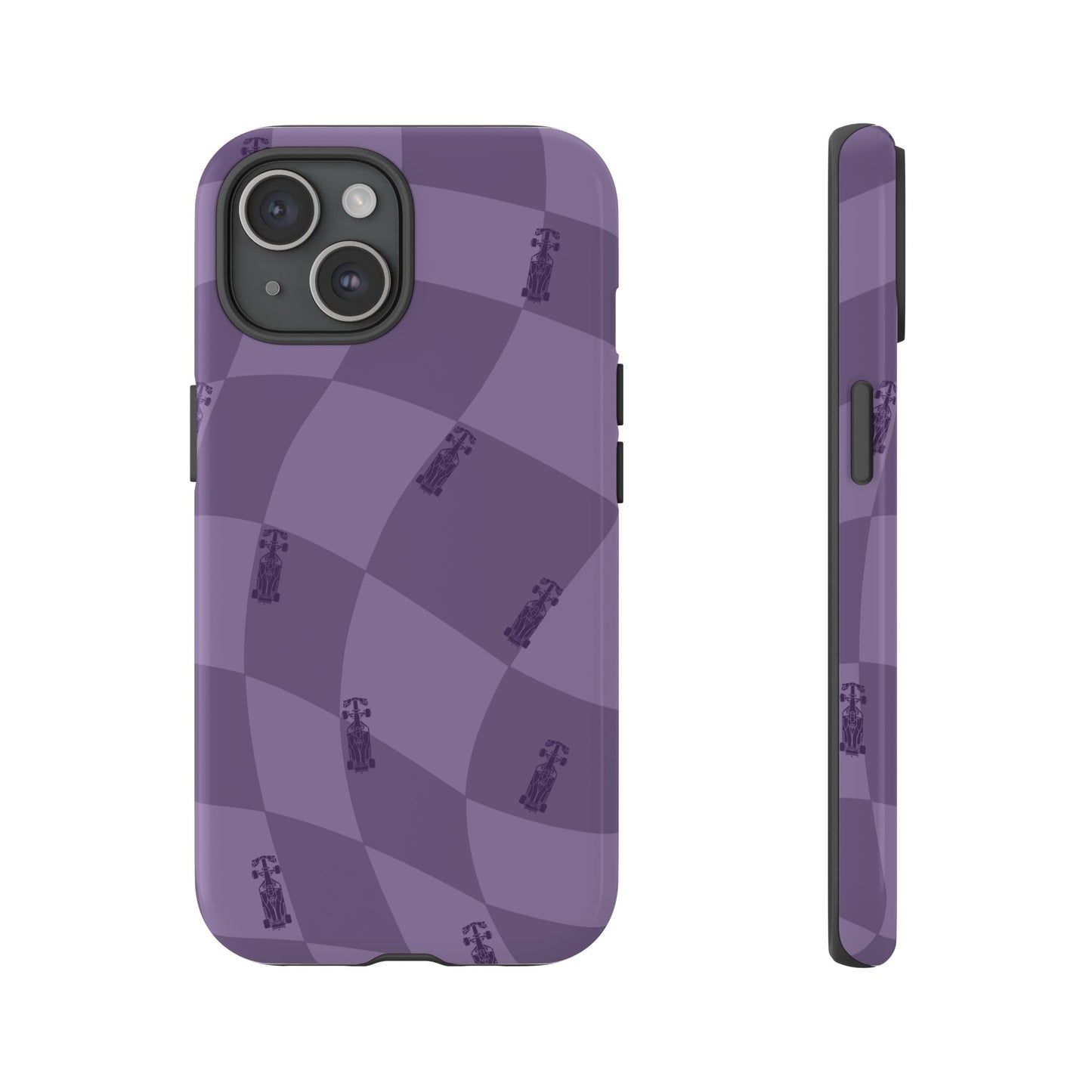 F1 Phone Case Purple Checkered Design, Trendy F1 Gift, Formula 1 Gift, Cute F1 Phone Case, Unique Formula One Phone Case