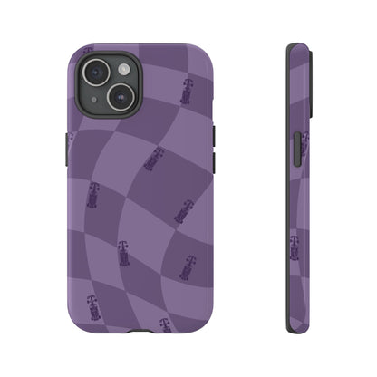 F1 Phone Case Purple Checkered Design, Trendy F1 Gift, Formula 1 Gift, Cute F1 Phone Case, Unique Formula One Phone Case