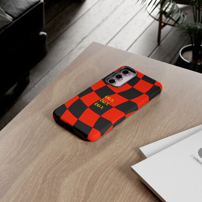 F1 Ferrari Black and Red Checkered Phone Case, Box Box Box F1 Phone Case