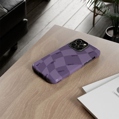 F1 Phone Case Purple Checkered Design, Trendy F1 Gift, Formula 1 Gift, Cute F1 Phone Case, Unique Formula One Phone Case