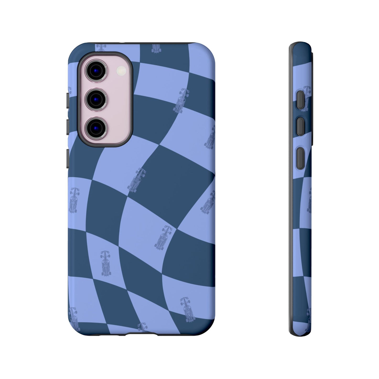 F1 Phone Case Blue Checkerboard Design, Trendy F1 Gift, Formula 1 Gift, Cute F1 Phone Case, Unique Formula One Phone Case