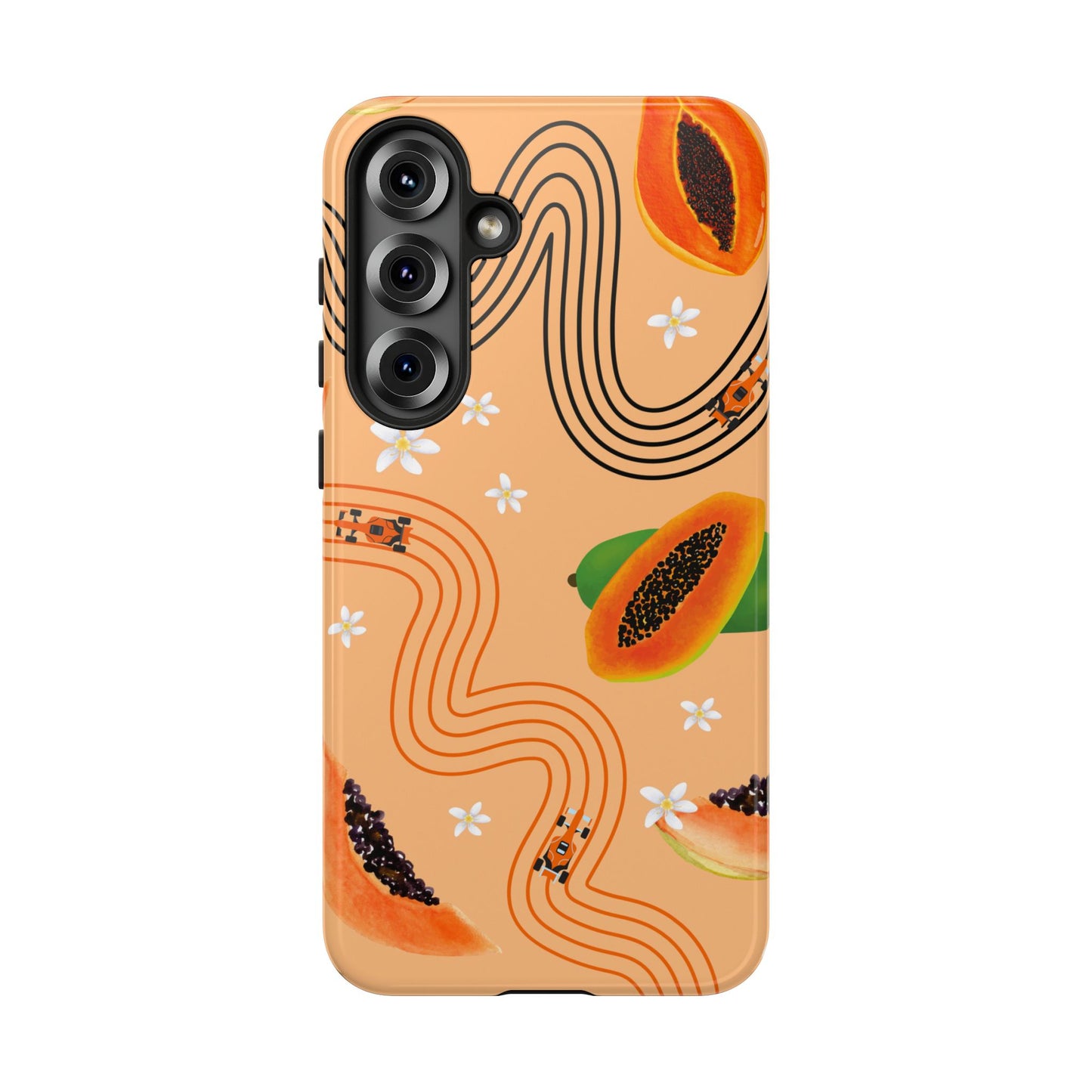 Orange F1 McLaren and Papaya Phone Case, Trendy F1 Gift, Formula 1 Gift, Cute Fruit F1 Phone Case, Unique Phone Case