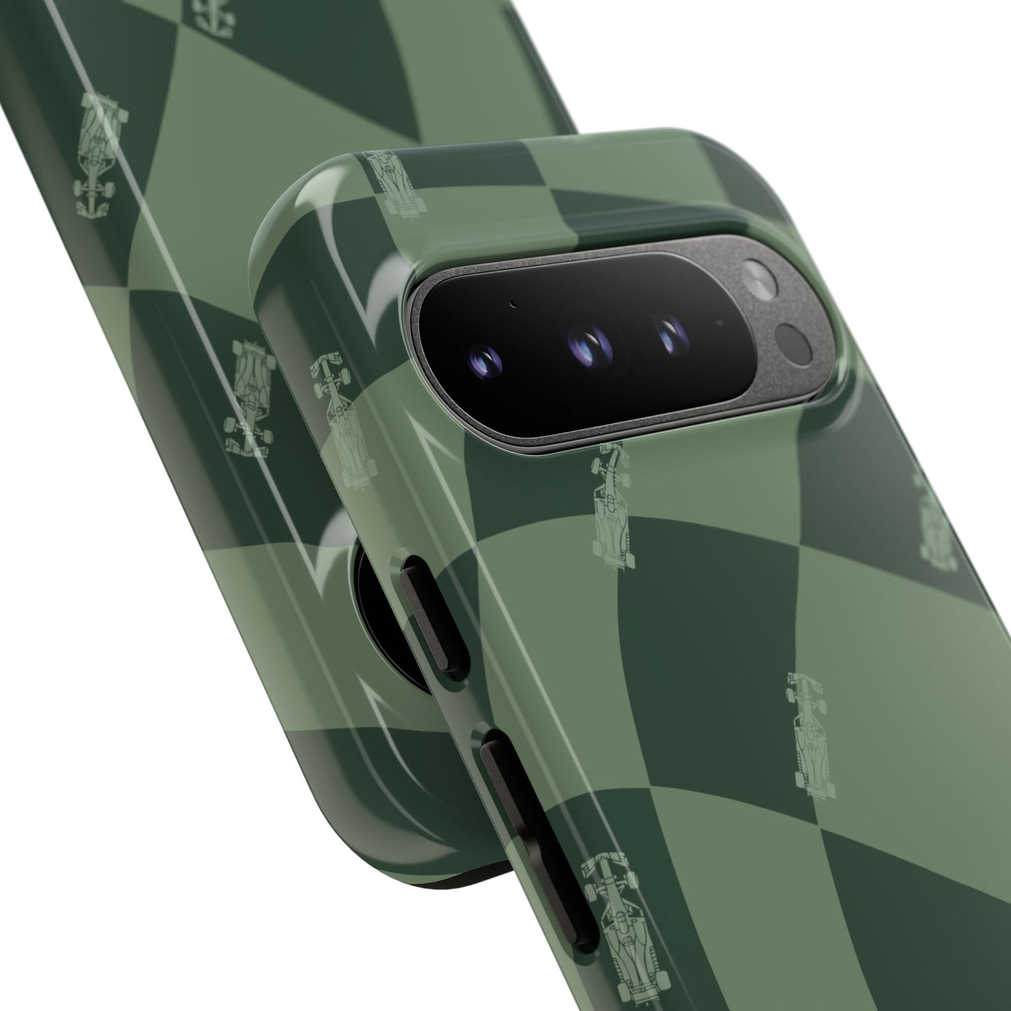 F1 Phone Case Green Checkerboard Design, Trendy F1 Gift, Formula 1 Gift, Cute F1 Phone Case, Unique Formula One Phone Case