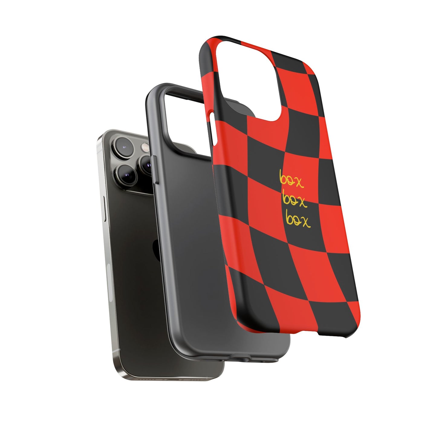 F1 Ferrari Black and Red Checkered Phone Case, Box Box Box F1 Phone Case