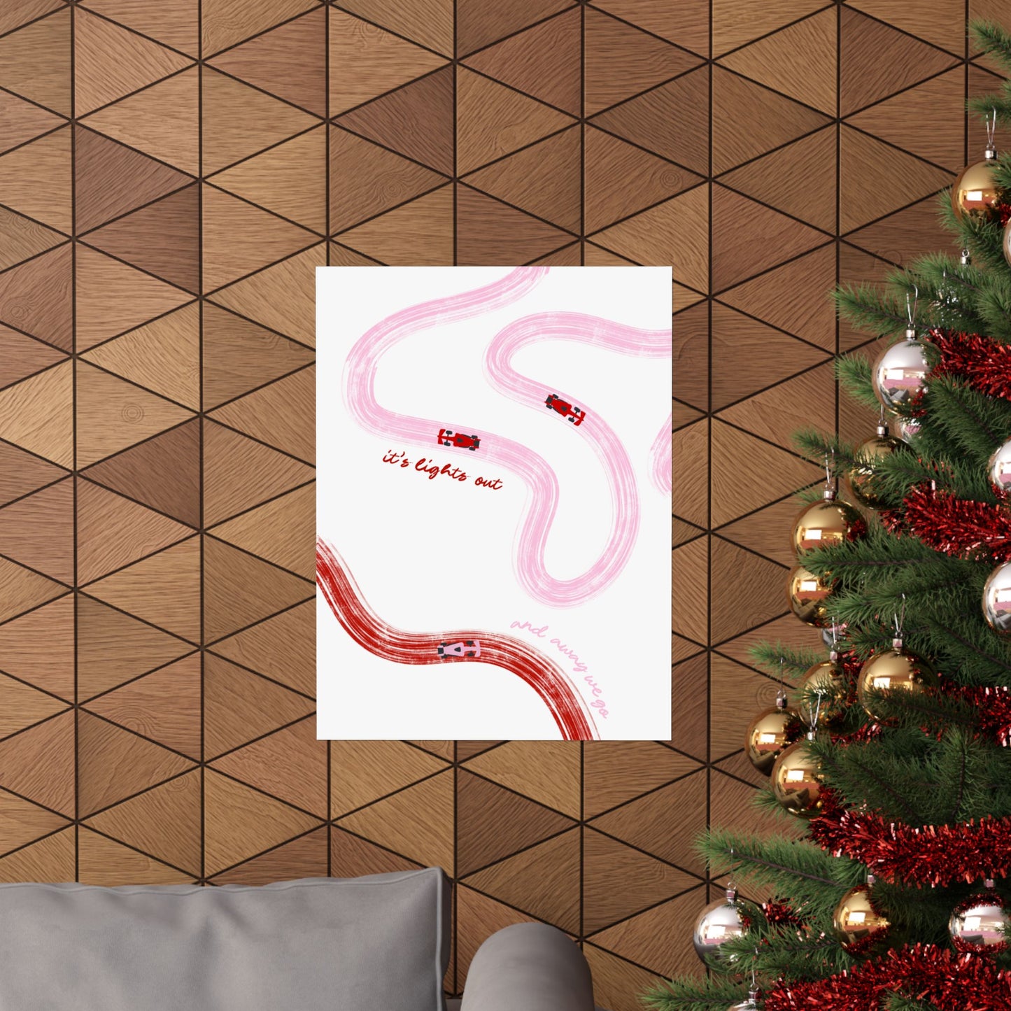 Pink and Red F1 Matte Vertical Poster | F1 Giclée Art Print (US SIZING)