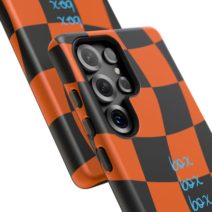 McLaren Orange and Black Checkered F1 Phone Case, Box Box Box F1 Phone Case