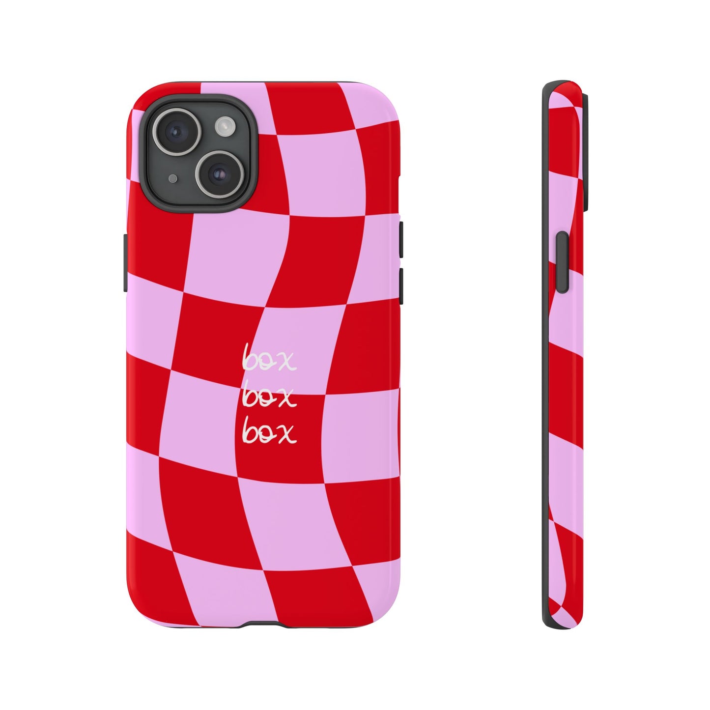 Pink and Red Checkered F1 Phone Case, Box Box Box F1 Phone Case