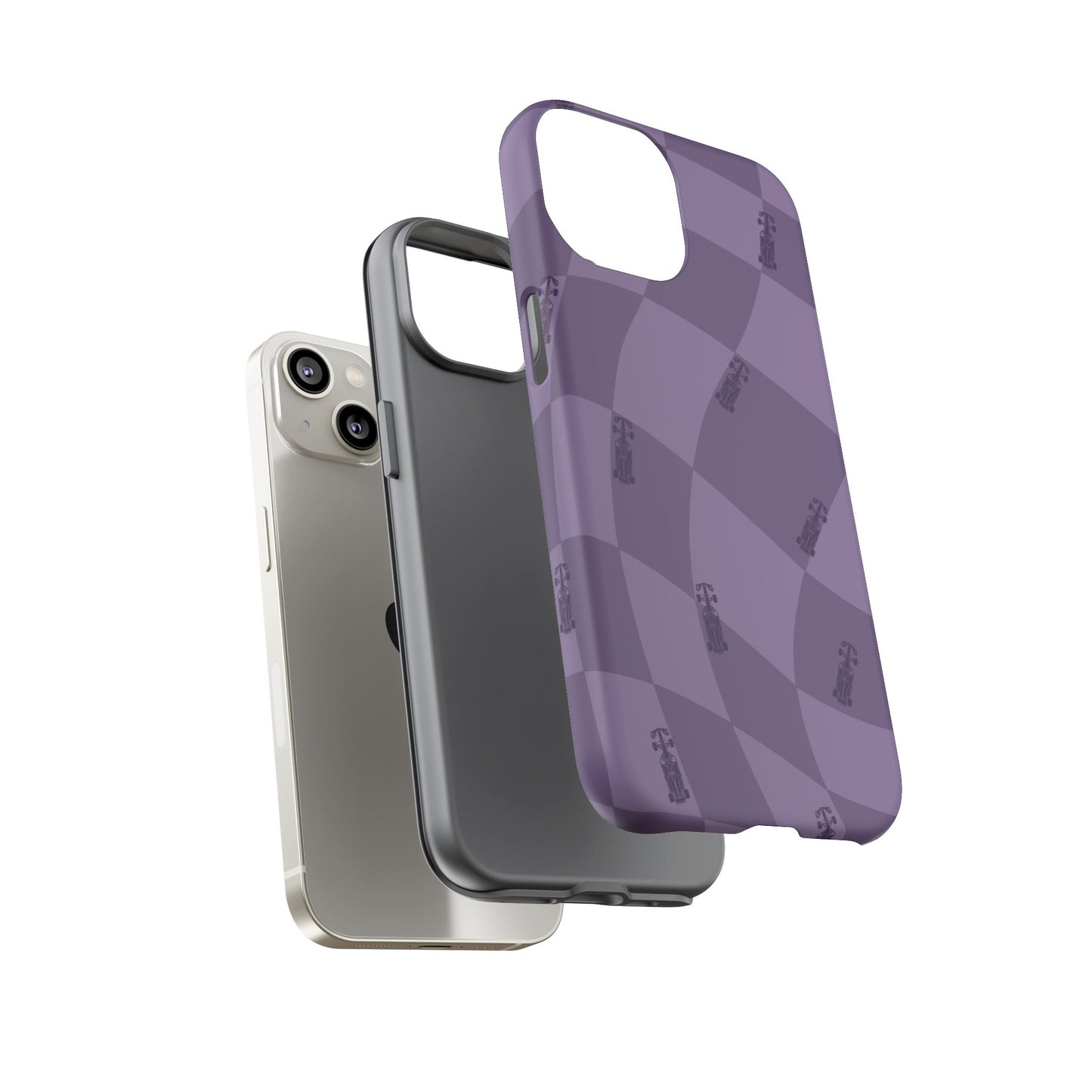 F1 Phone Case Purple Checkered Design, Trendy F1 Gift, Formula 1 Gift, Cute F1 Phone Case, Unique Formula One Phone Case