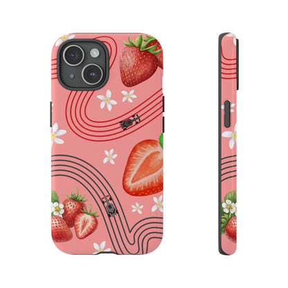 Red F1 Audi and Strawberries Phone Case, Trendy F1 Gift, Formula 1 Gift, Cute Fruit F1 Phone Case, Unique Phone Case