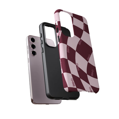 F1 Phone Case Pink Checkered Design, Trendy F1 Gift, Formula 1 Gift, Cute F1 Phone Case, Unique Formula One Phone Case