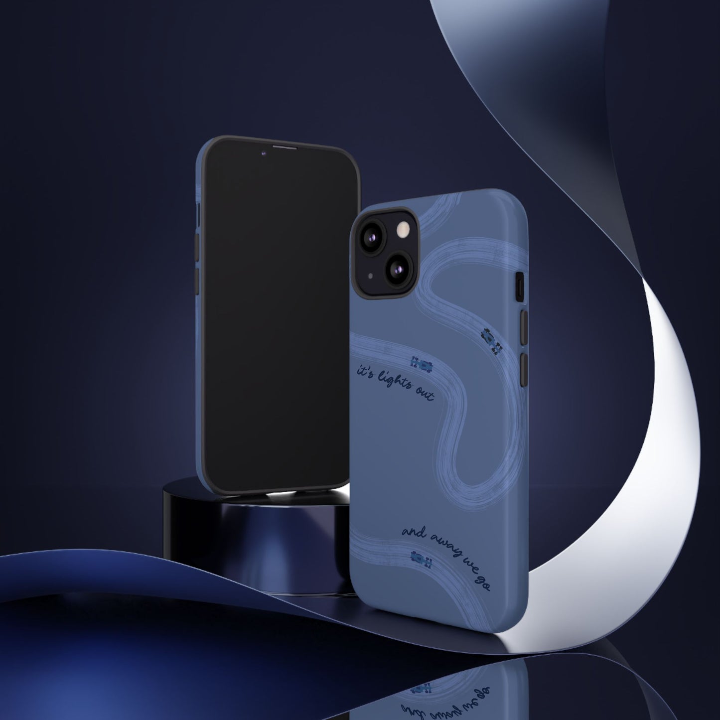 F1 Phone Case Monochrome Dark Blue Painted "its lights out and away we go", Trendy F1 Gift, Formula 1 Gift, Cute F1 Phone Case, Phone Case