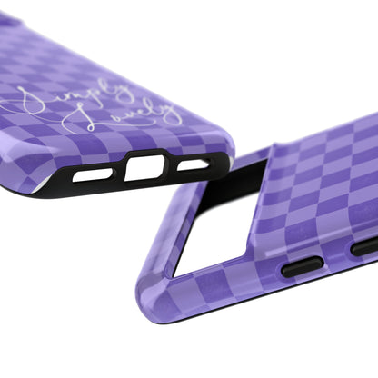 Simply Lovely Purple Checkered F1 Phone Case Design, Trendy F1 Gift, Formula 1 Gift, Cute F1 Phone Case