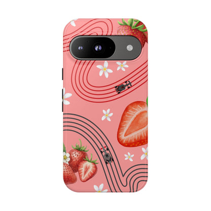 Red F1 Audi and Strawberries Phone Case, Trendy F1 Gift, Formula 1 Gift, Cute Fruit F1 Phone Case, Unique Phone Case