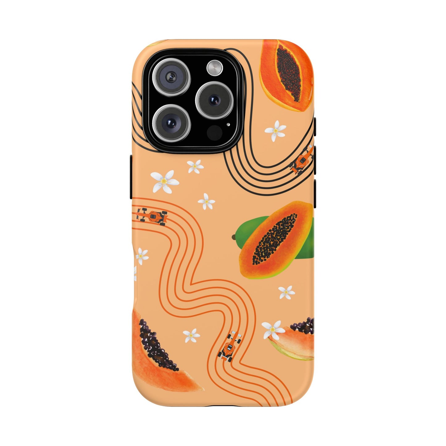 Orange F1 McLaren and Papaya Phone Case, Trendy F1 Gift, Formula 1 Gift, Cute Fruit F1 Phone Case, Unique Phone Case
