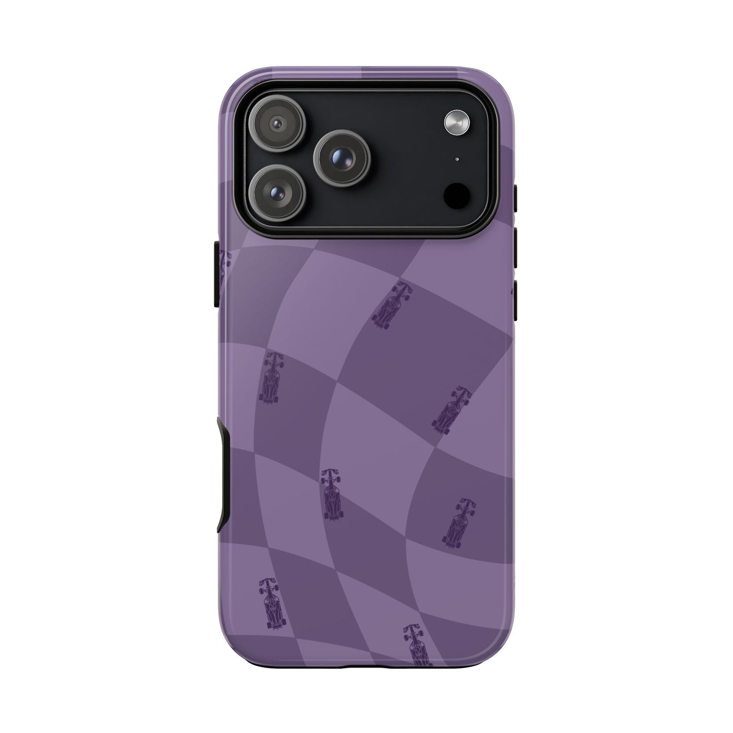 F1 Phone Case Purple Checkered Design, Trendy F1 Gift, Formula 1 Gift, Cute F1 Phone Case, Unique Formula One Phone Case