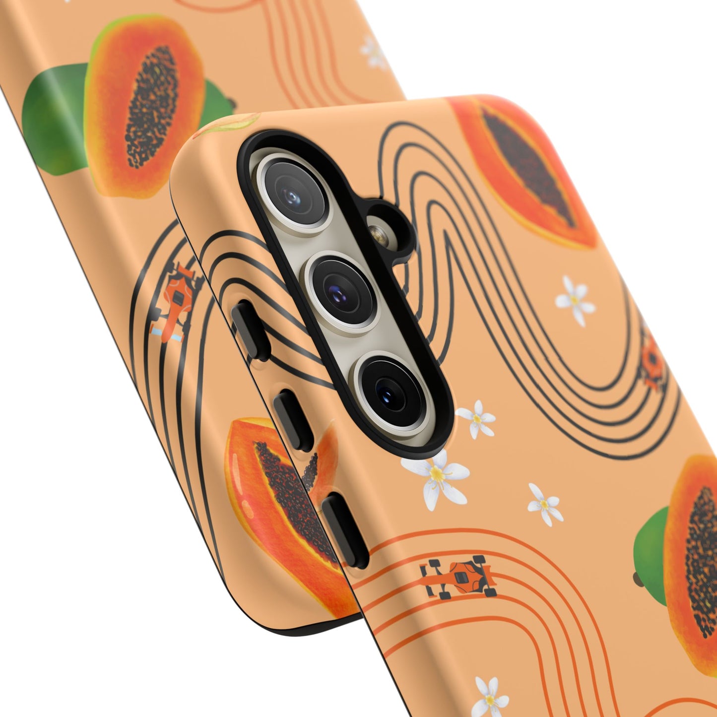 Orange F1 McLaren and Papaya Phone Case, Trendy F1 Gift, Formula 1 Gift, Cute Fruit F1 Phone Case, Unique Phone Case