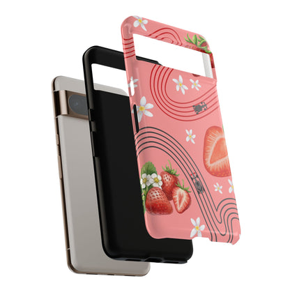 Red F1 Audi and Strawberries Phone Case, Trendy F1 Gift, Formula 1 Gift, Cute Fruit F1 Phone Case, Unique Phone Case