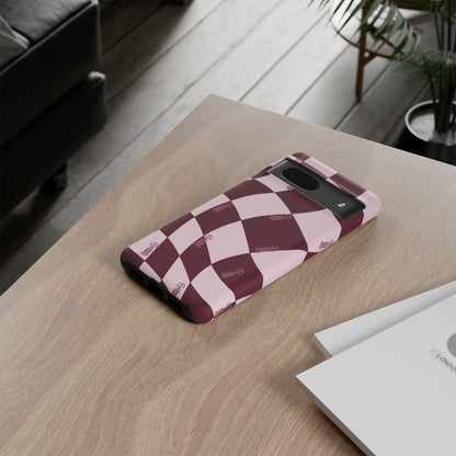 F1 Phone Case Pink Checkered Design, Trendy F1 Gift, Formula 1 Gift, Cute F1 Phone Case, Unique Formula One Phone Case