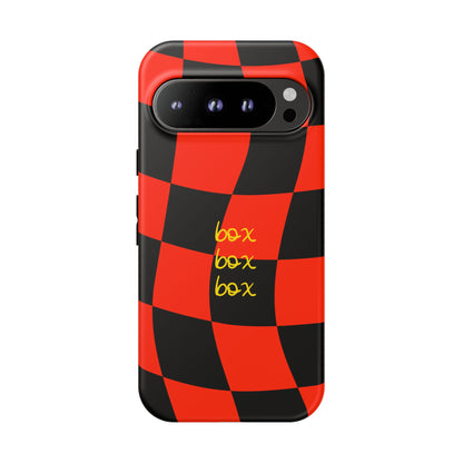 F1 Ferrari Black and Red Checkered Phone Case, Box Box Box F1 Phone Case