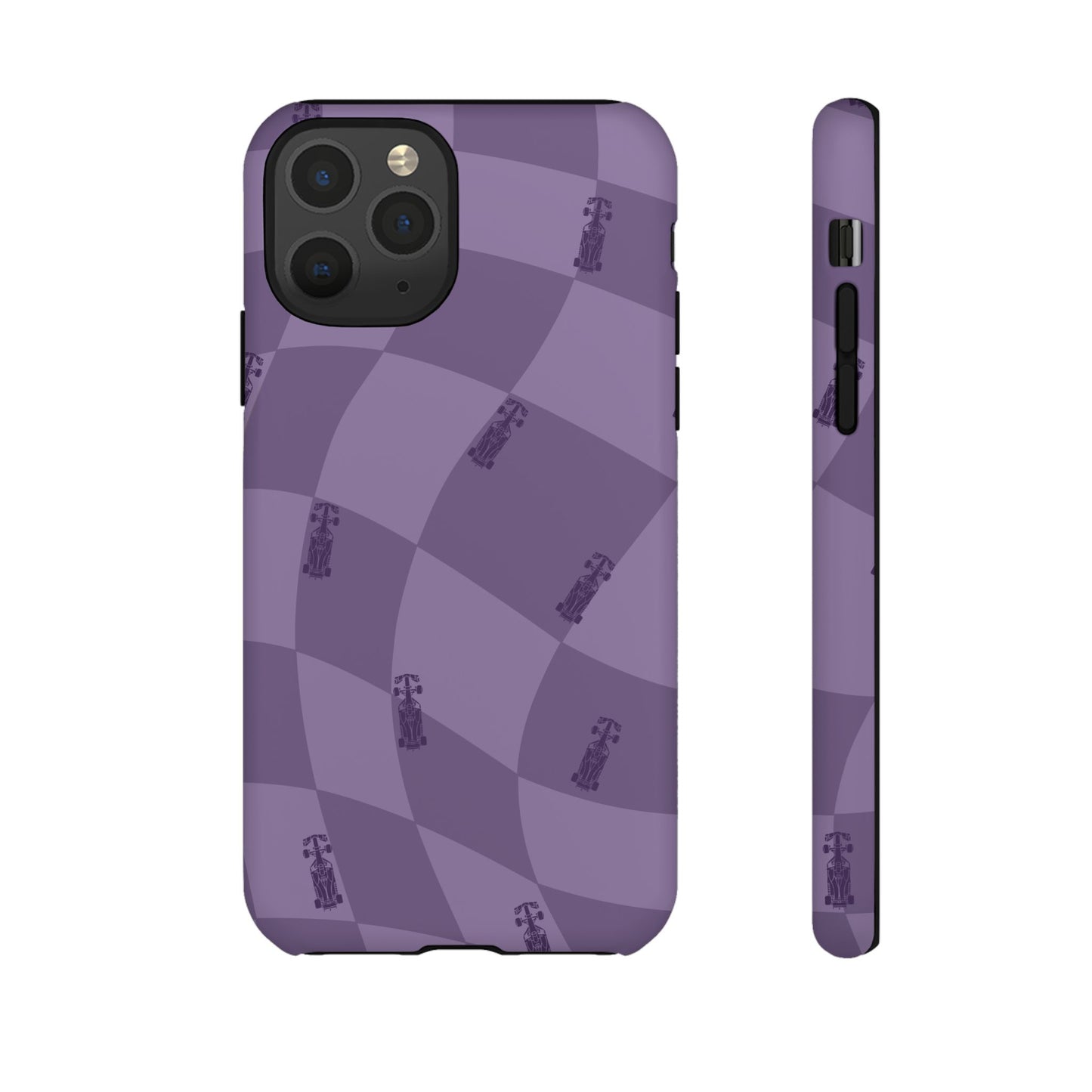 F1 Phone Case Purple Checkered Design, Trendy F1 Gift, Formula 1 Gift, Cute F1 Phone Case, Unique Formula One Phone Case