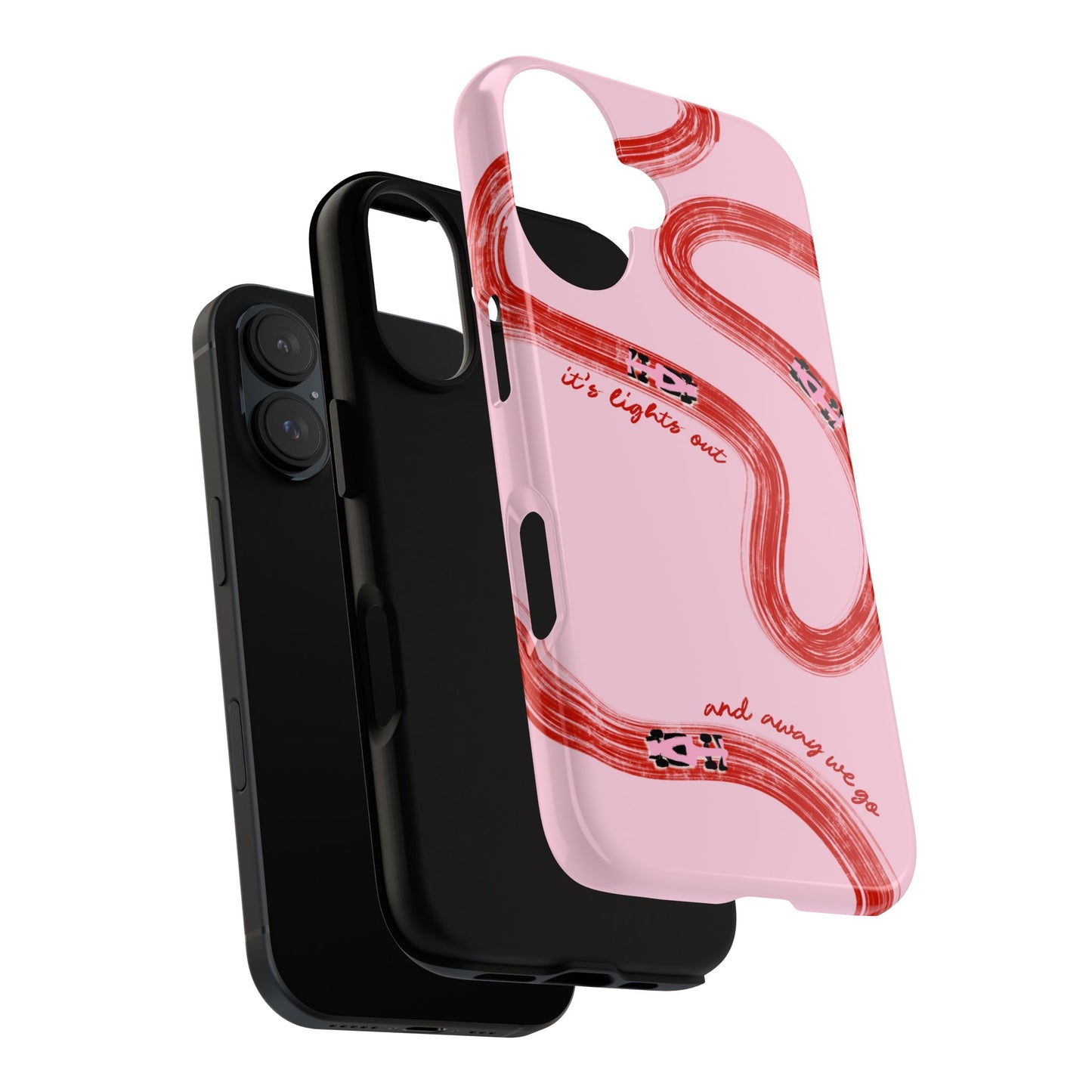 F1 Phone Case Pink and Red Painted "its lights out and away we go", Trendy F1 Gift, Formula 1 Gift, Cute F1 Phone Case, Unique Phone Case
