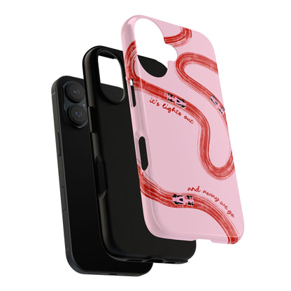 F1 Phone Case Pink and Red Painted "its lights out and away we go", Trendy F1 Gift, Formula 1 Gift, Cute F1 Phone Case, Unique Phone Case