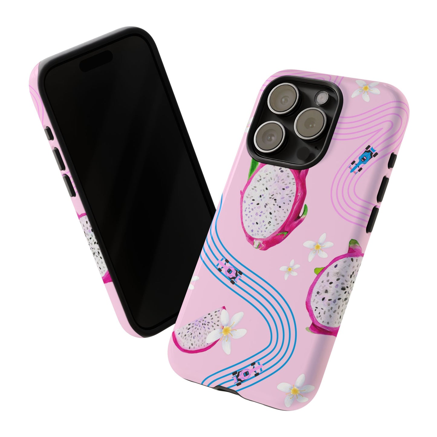 Pink F1 Alpine and Dragonfruit Phone Case, Trendy F1 Gift, Formula 1 Gift, Cute Fruit F1 Phone Case, Unique Phone Case