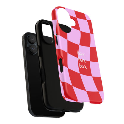 Pink and Red Checkered F1 Phone Case, Box Box Box F1 Phone Case