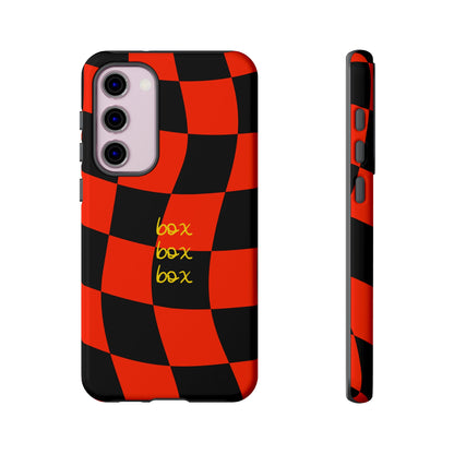 F1 Ferrari Black and Red Checkered Phone Case, Box Box Box F1 Phone Case